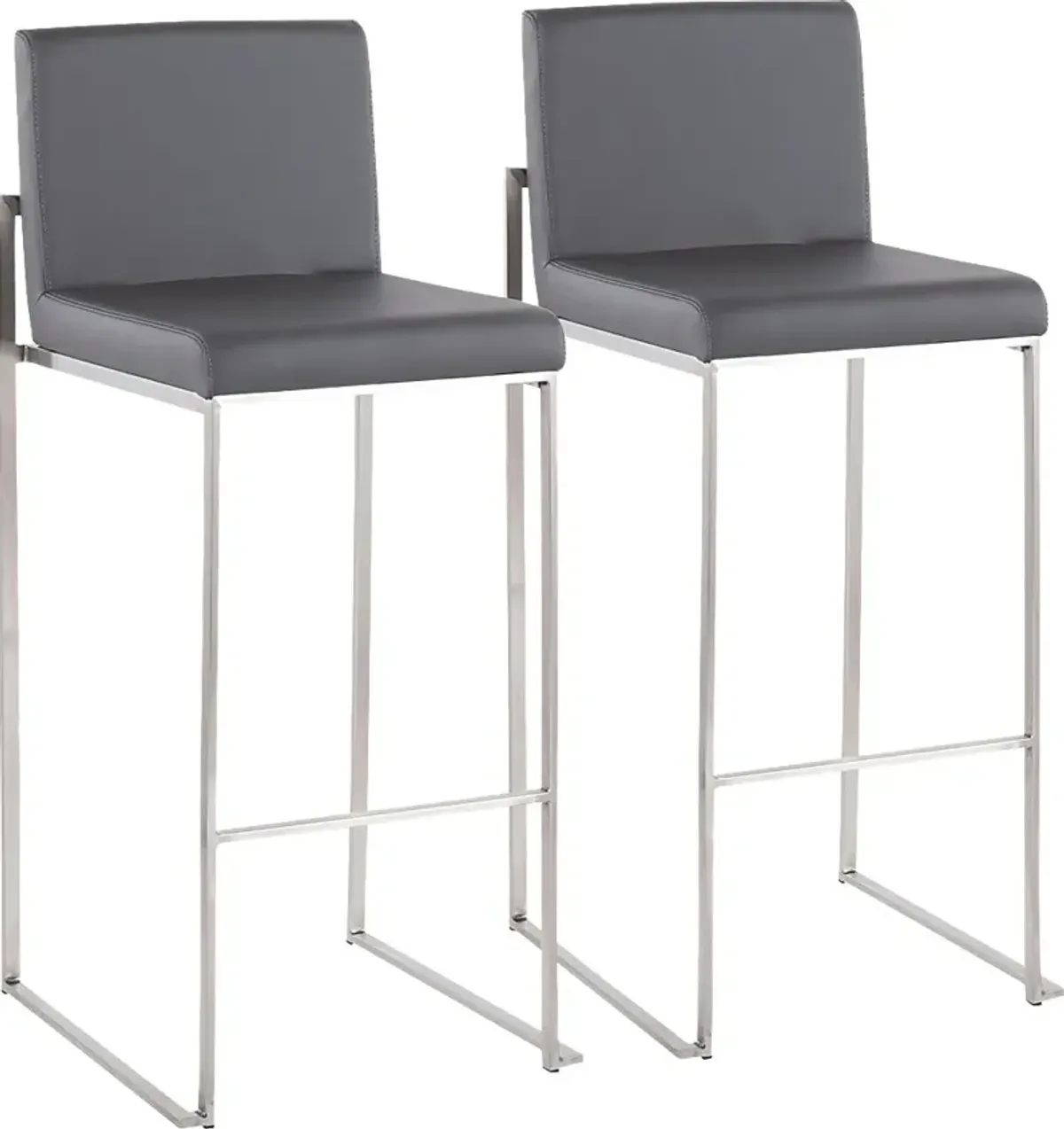 Nowotny Gray Silver Barstool Set of 2