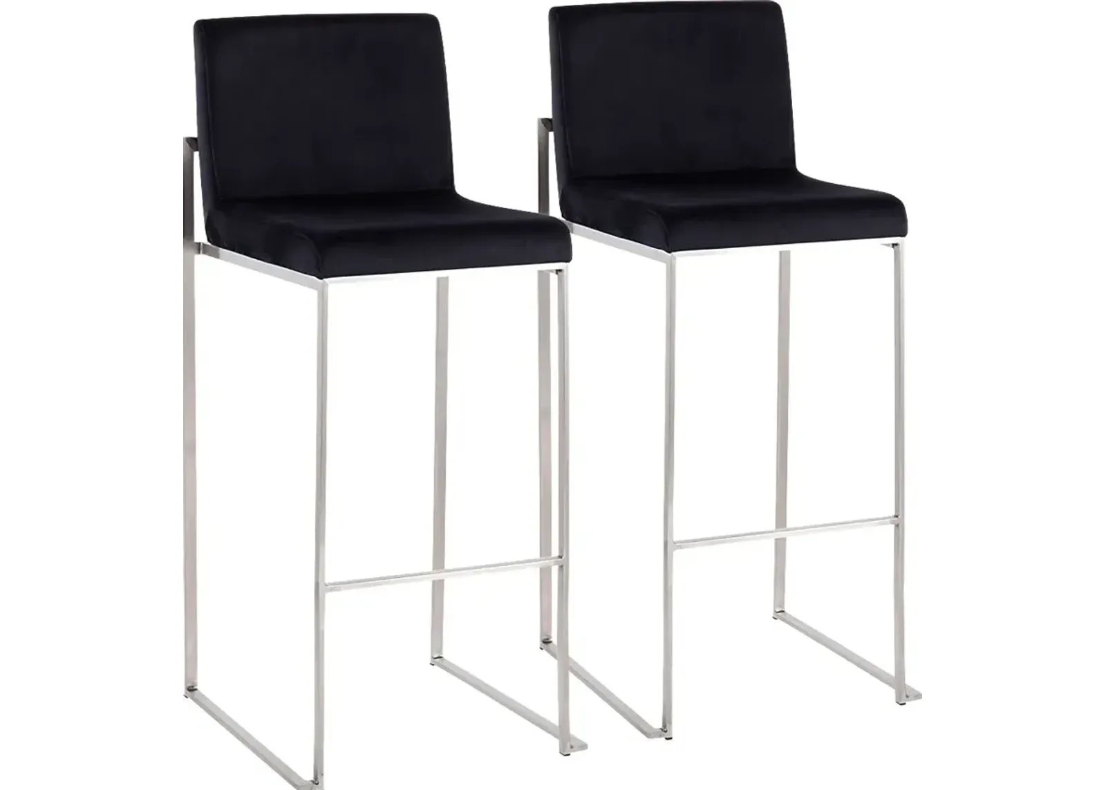 Nowotny Black Silver Barstool Set of 2