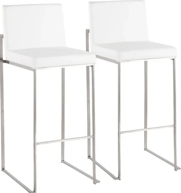 Nowotny White Silver Barstool Set of 2