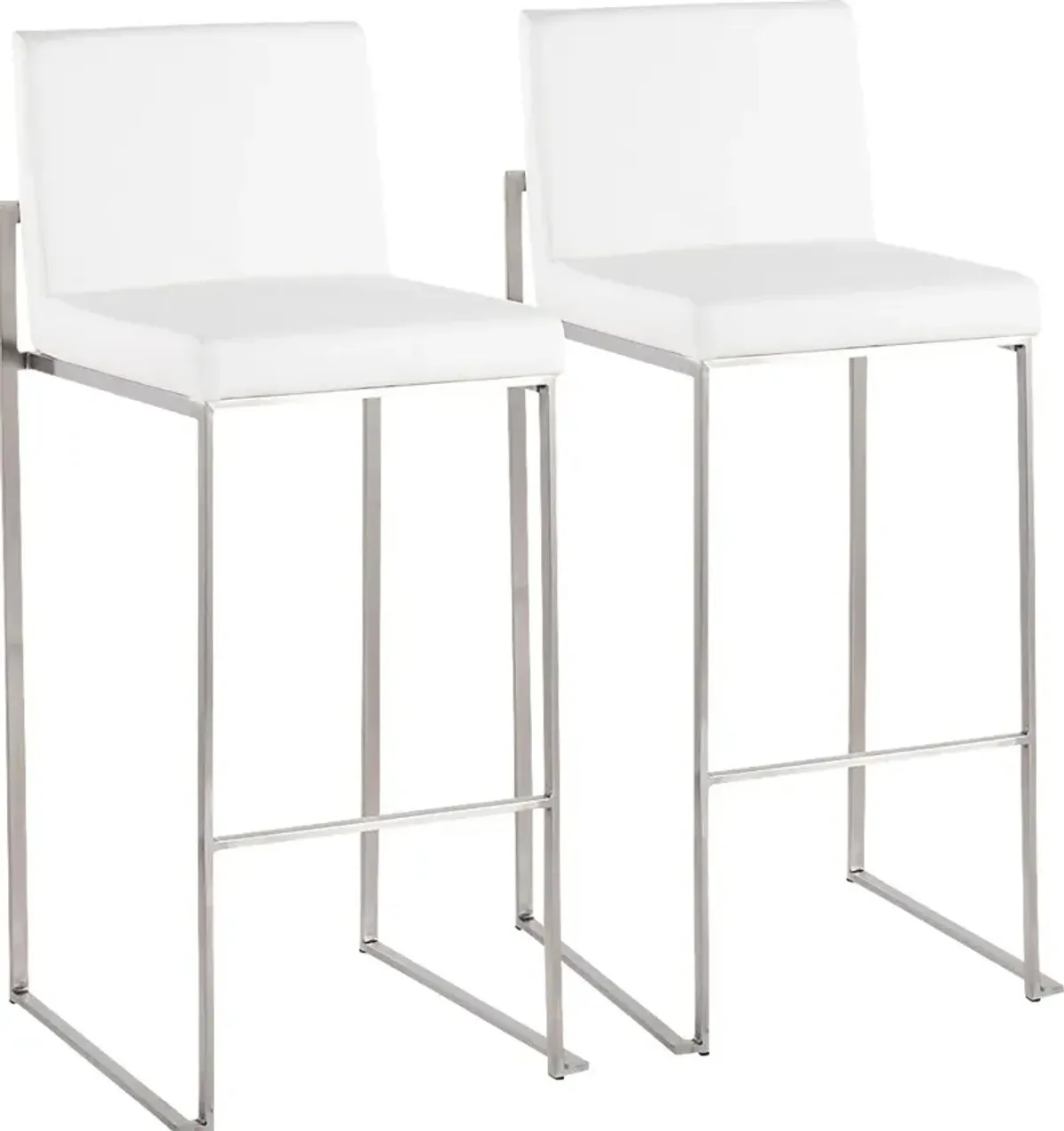 Nowotny White Silver Barstool Set of 2