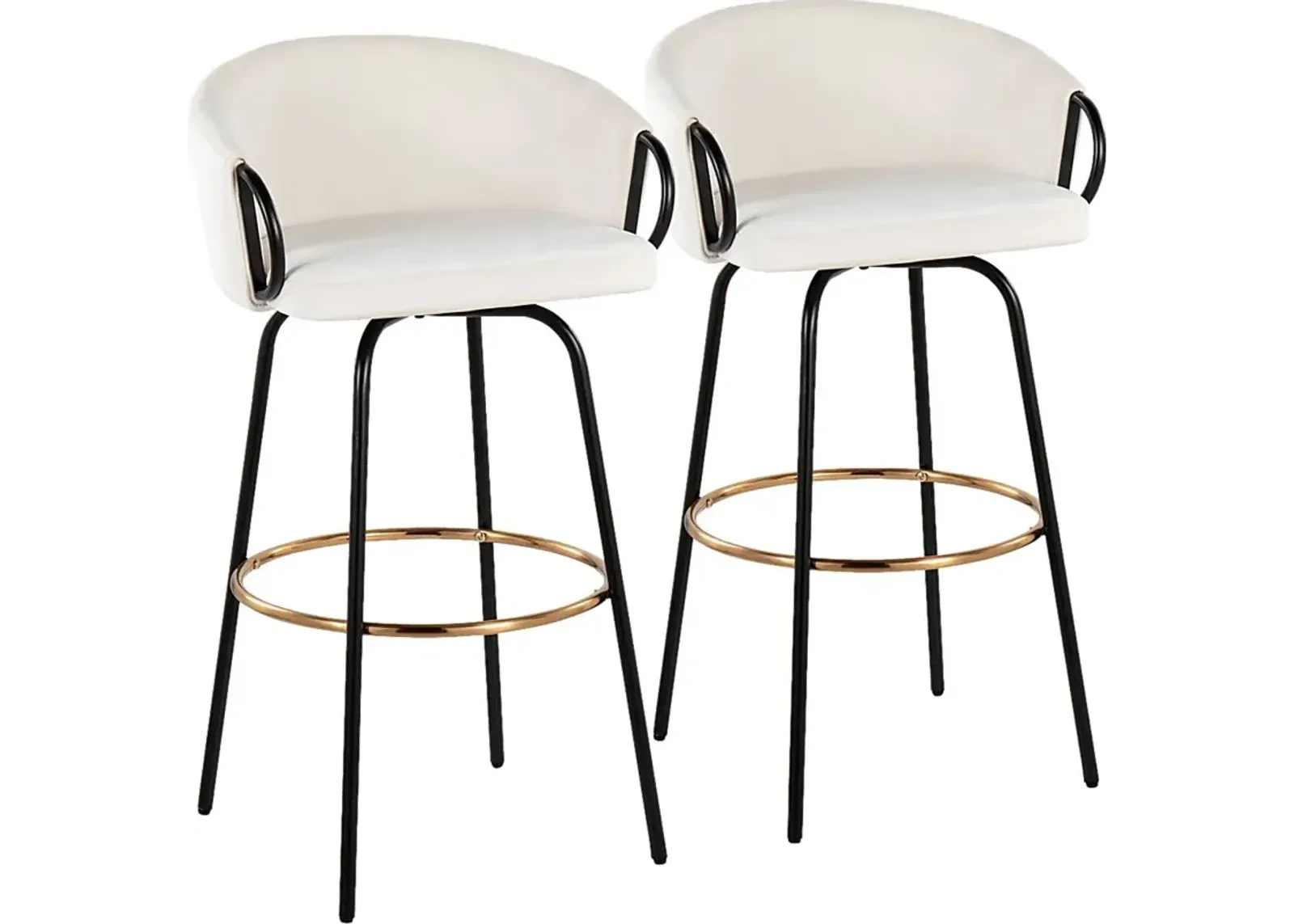 Gourdin Cream Swivel Barstool, Set of 2