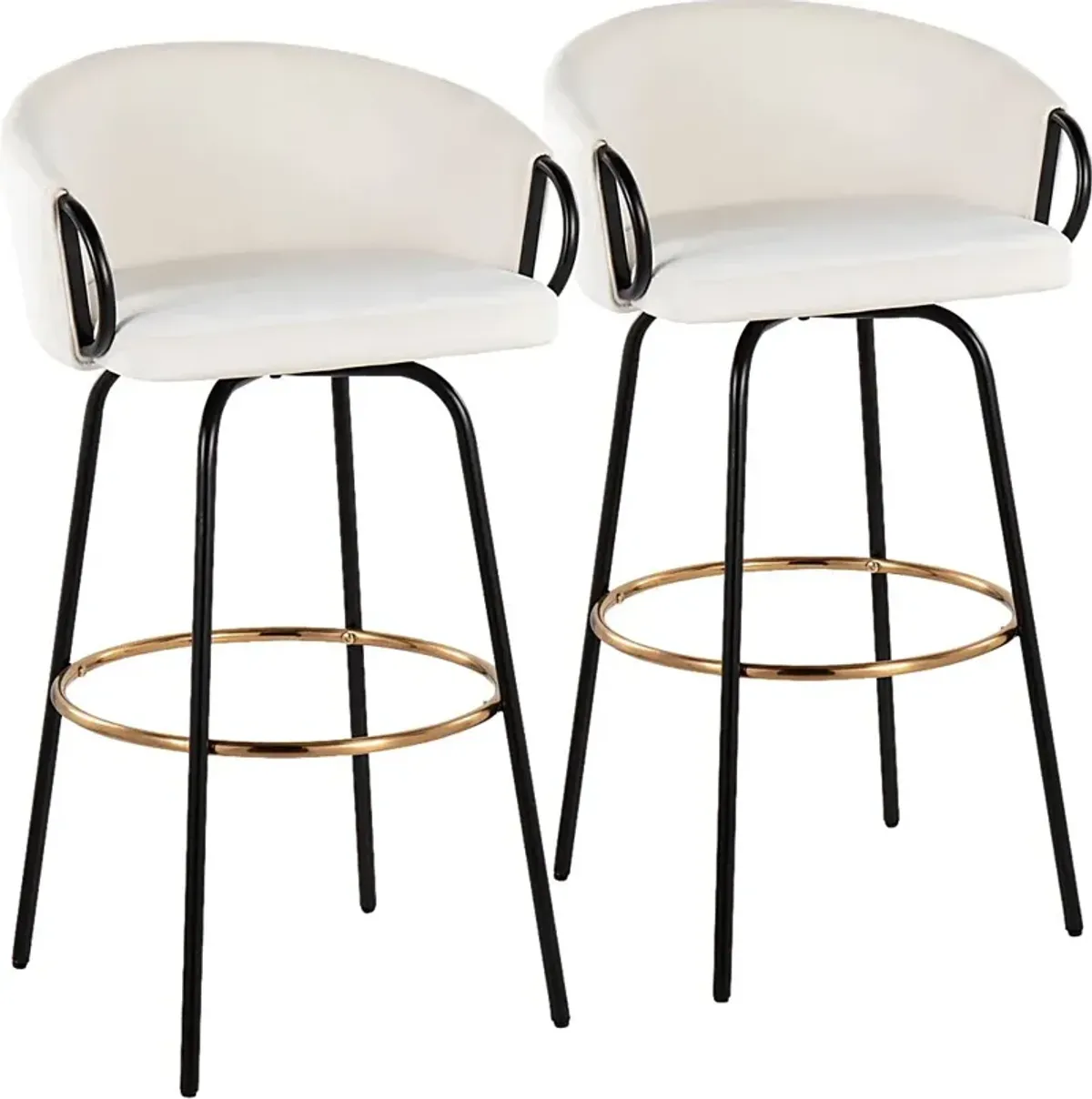 Gourdin Cream Swivel Barstool, Set of 2