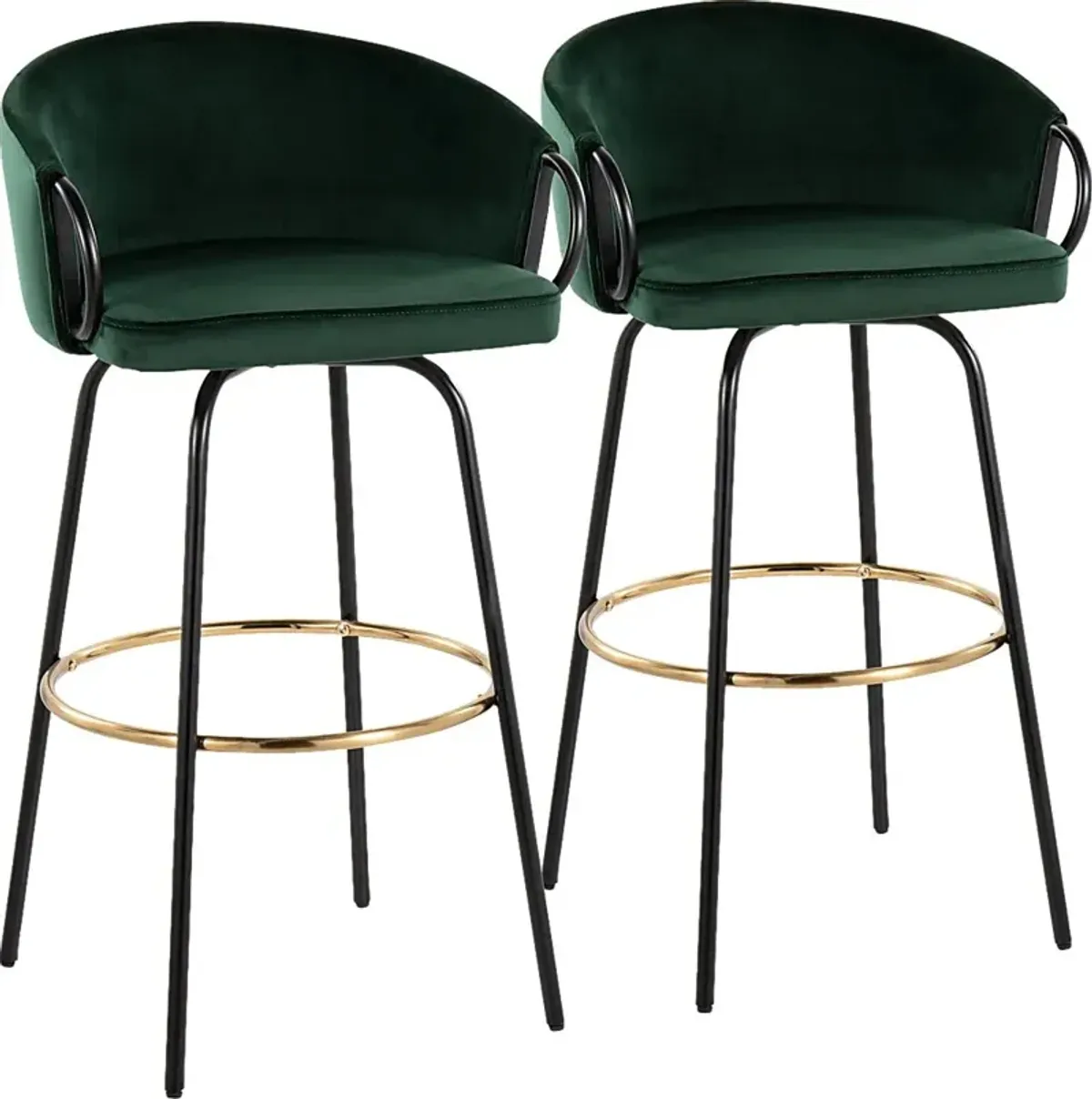 Gourdin Emerald Swivel Barstool, Set of 2