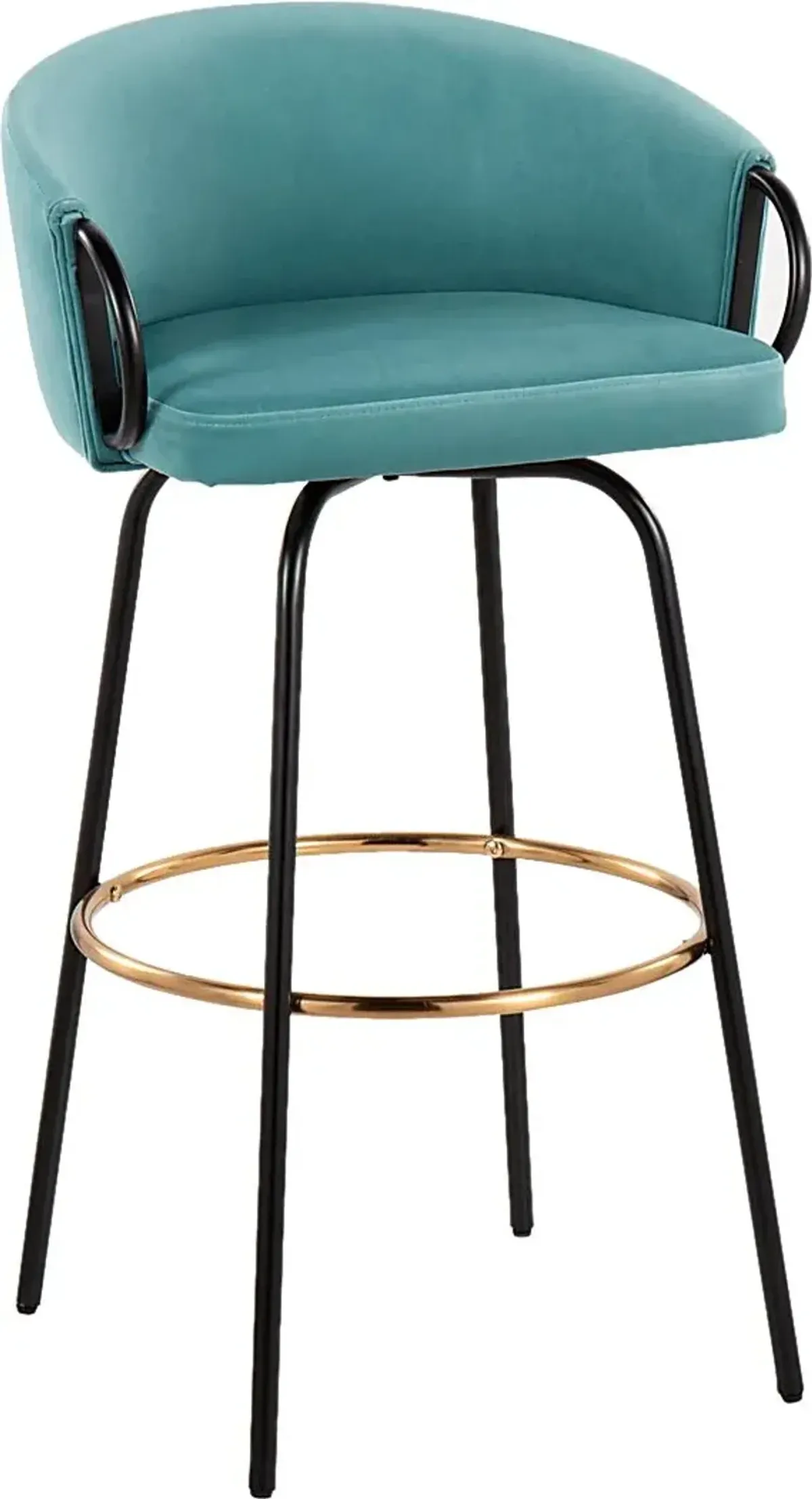 Gourdin Blue Swivel Barstool, Set of 2