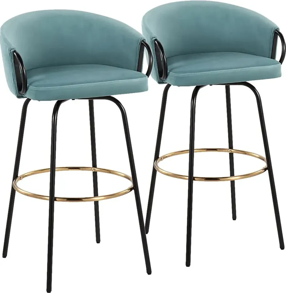 Gourdin Blue Swivel Barstool, Set of 2