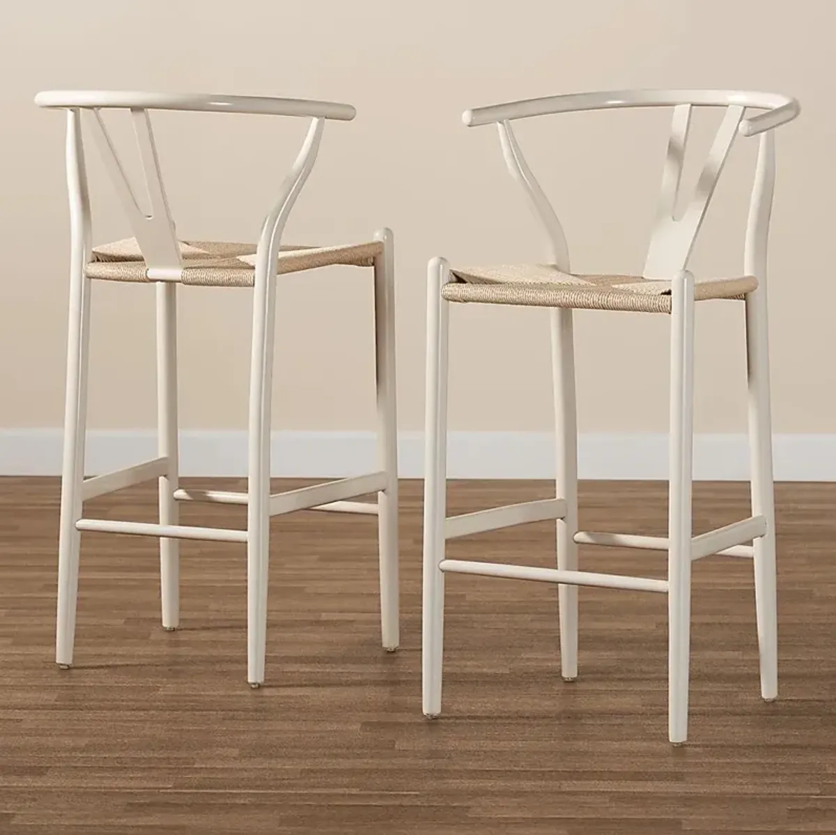 Boilvin White Barstool, Set of 2