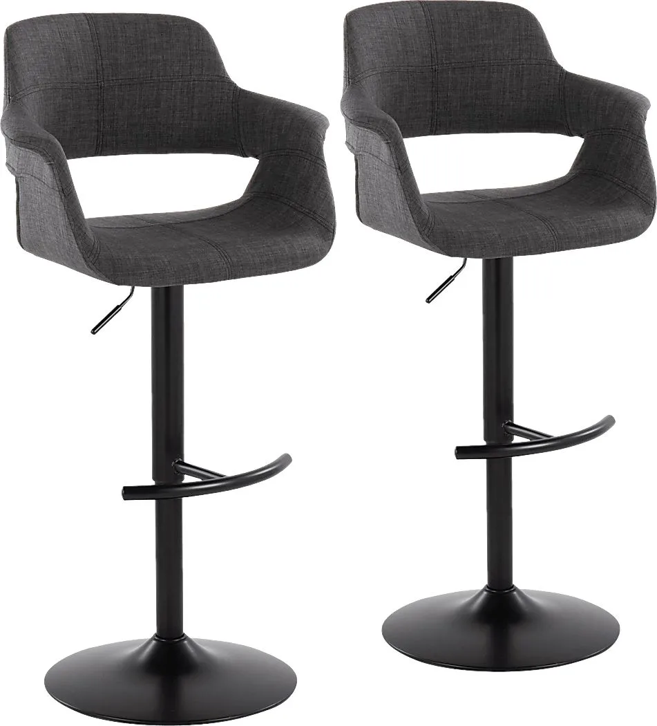 Greinwich I Charcoal Adjustable Barstool, Set of 2