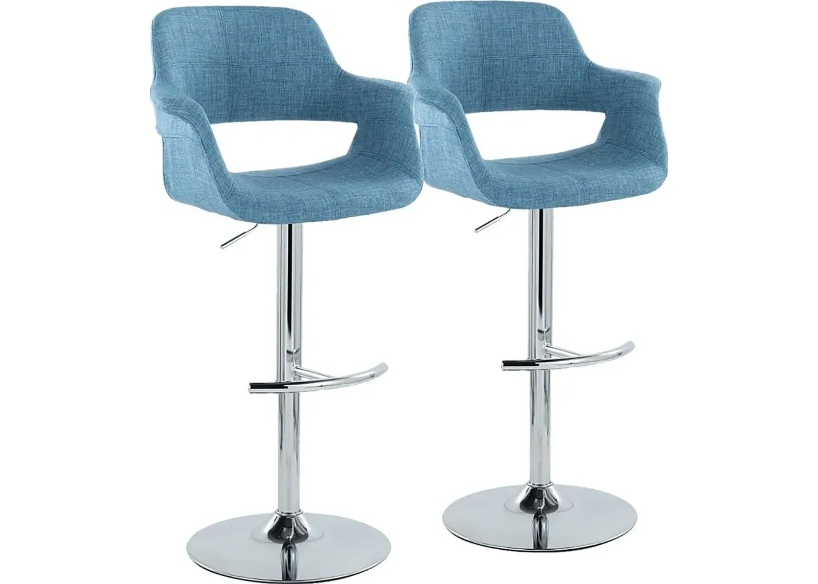 Greinwich II Blue Adjustable Barstool, Set of 2