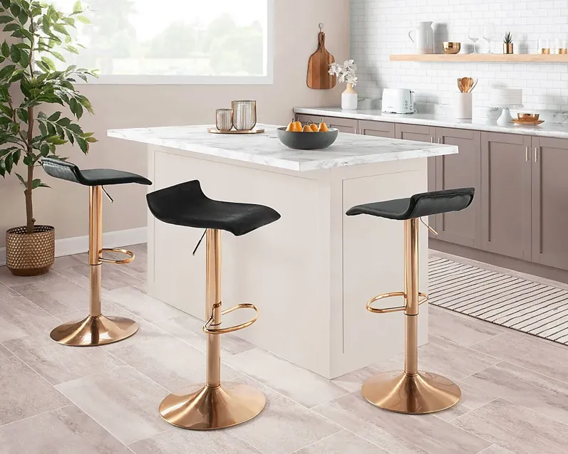 Lebato Black Adjustable Barstool, Set of 2