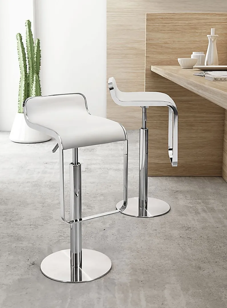 Willsada White Adjustable Bar Stool