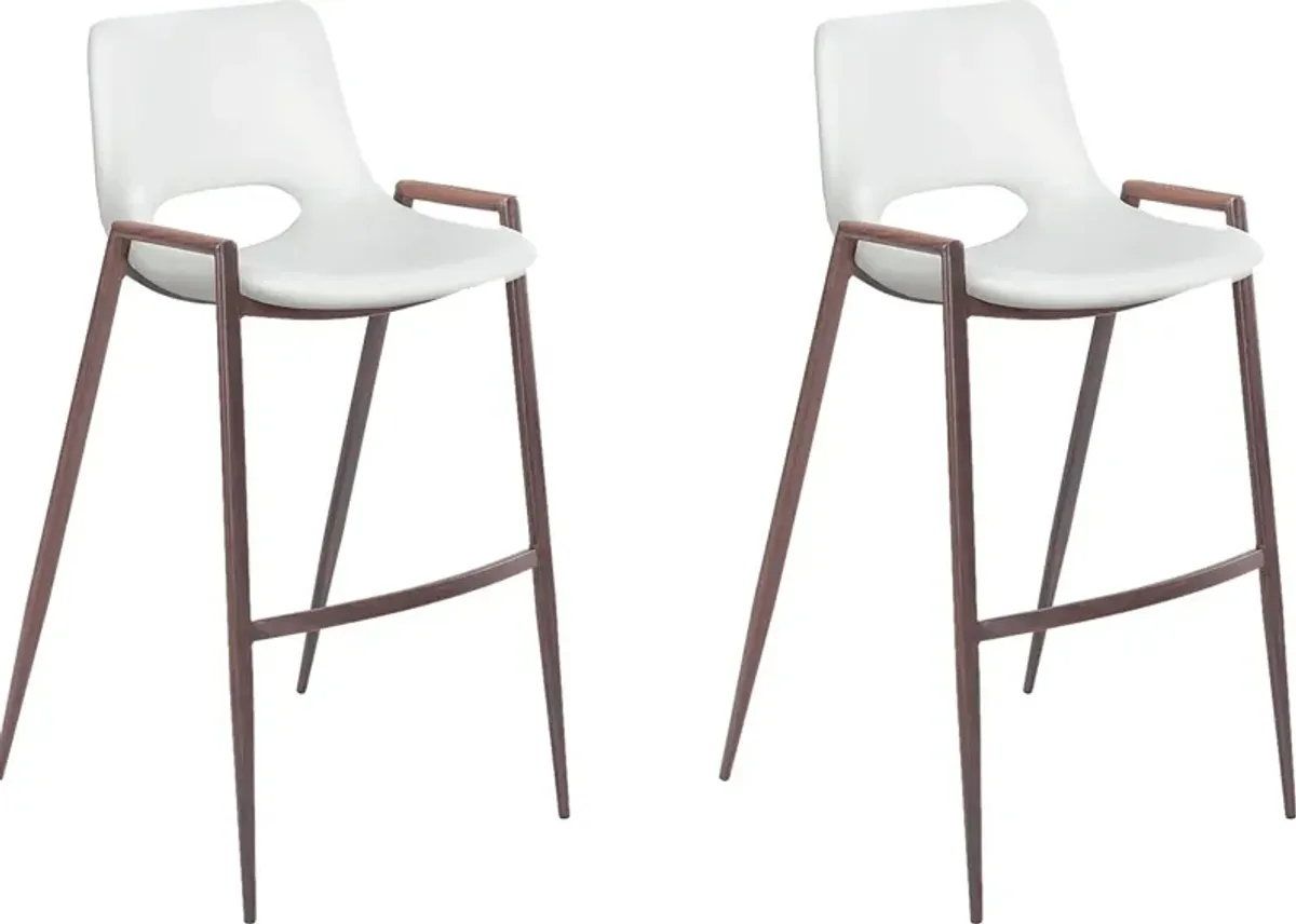 Percheron White Bar Stool, Set of 2