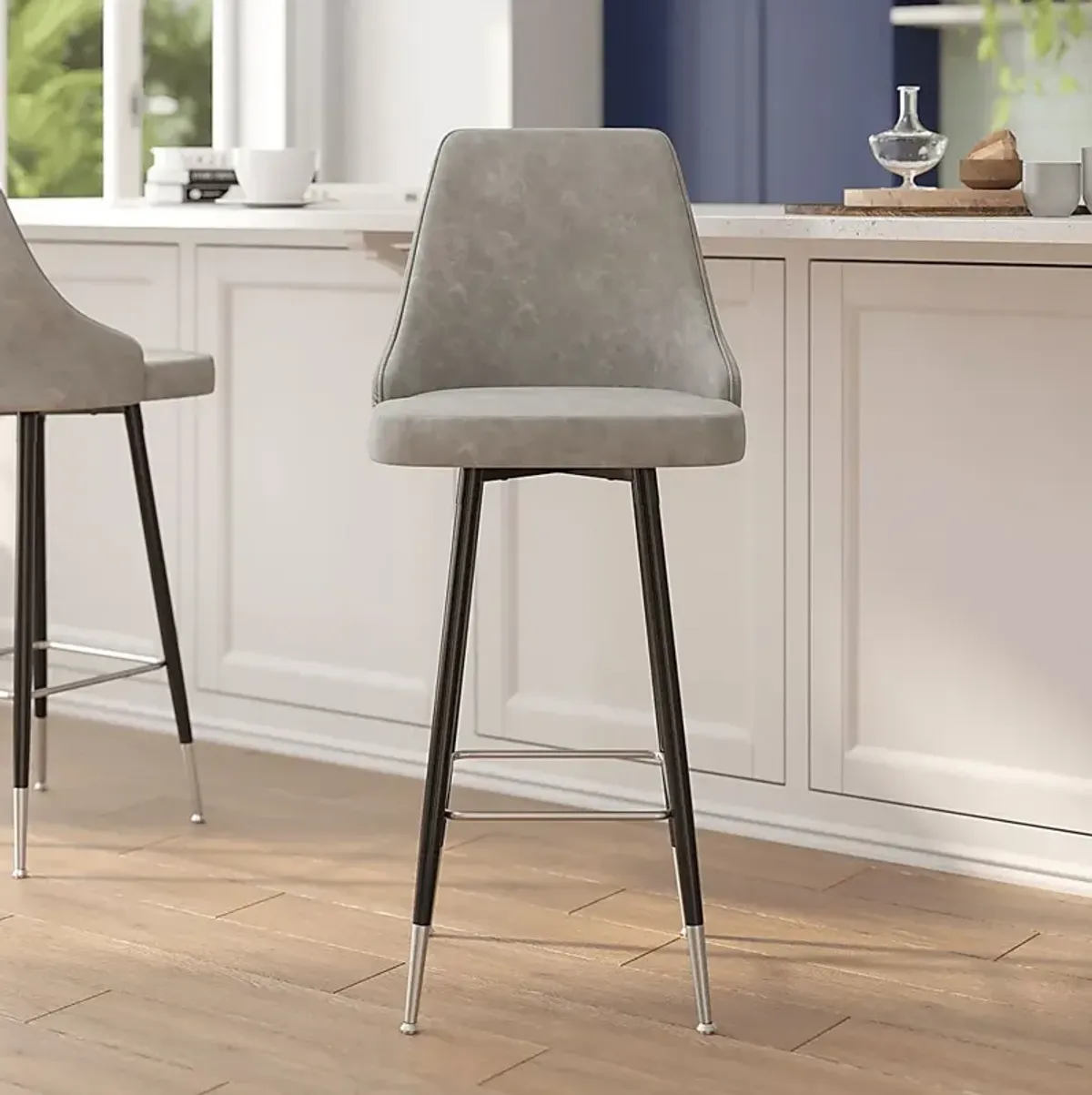 Narain Gray Bar Stool, Set of 2