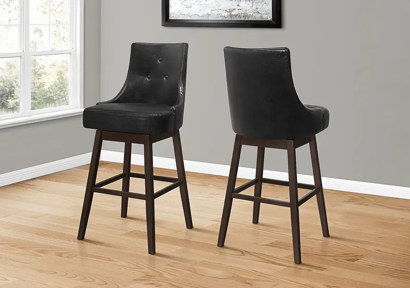 Almondwood Black Swivel Barstool, Set of 2