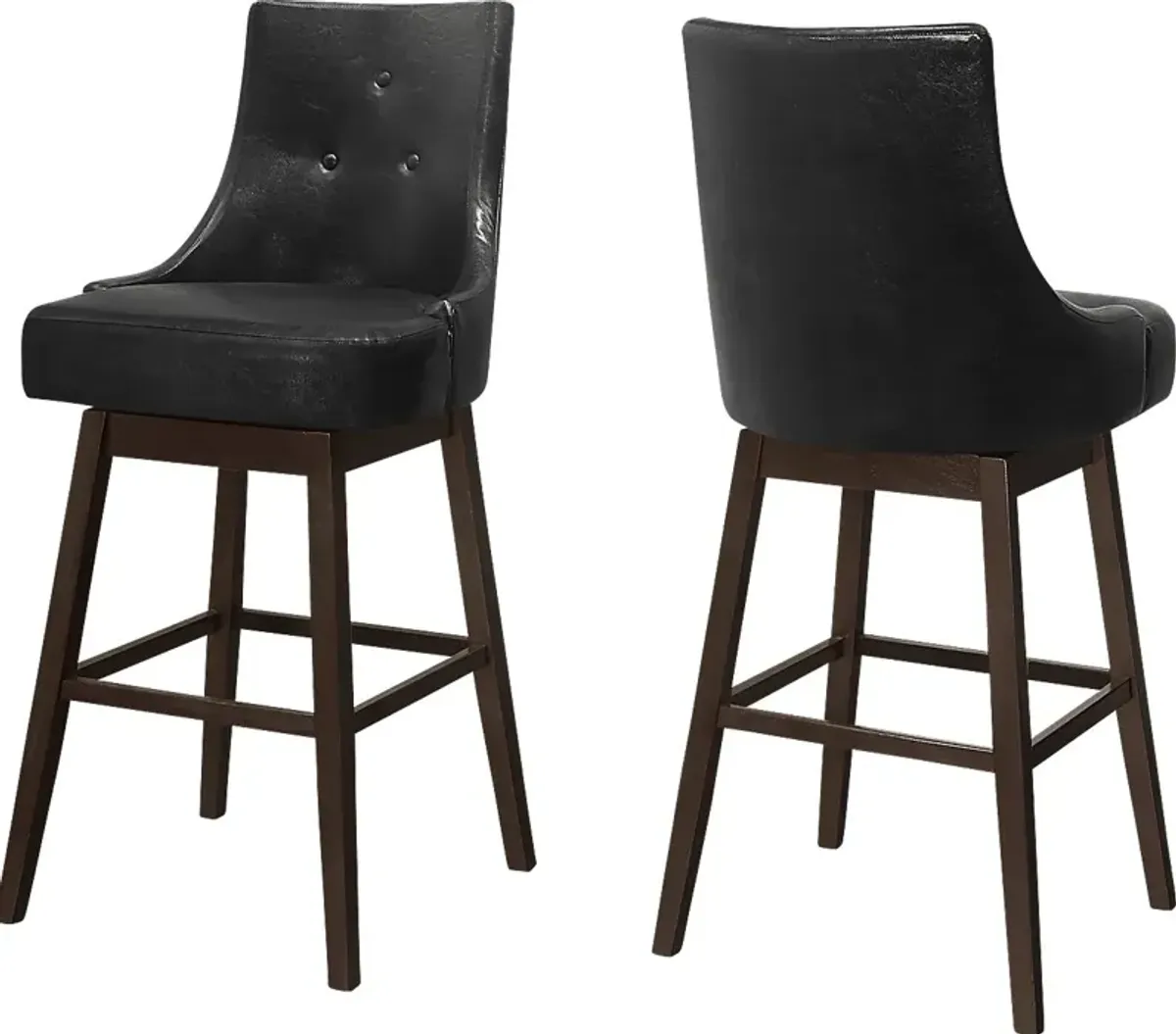 Almondwood Black Swivel Barstool, Set of 2