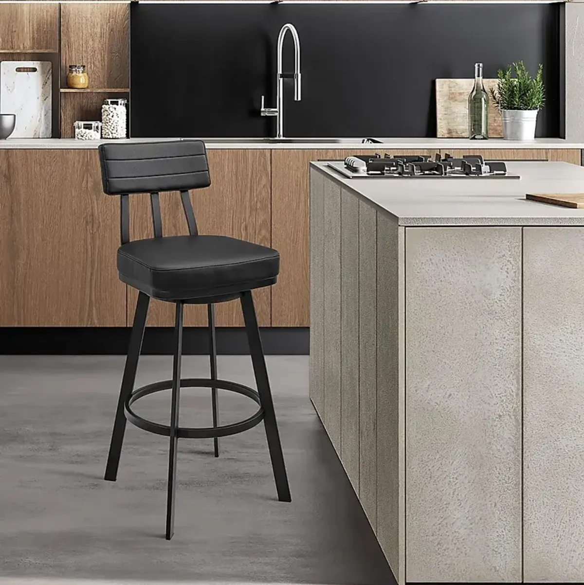 Densmores Black Swivel Bar Stool