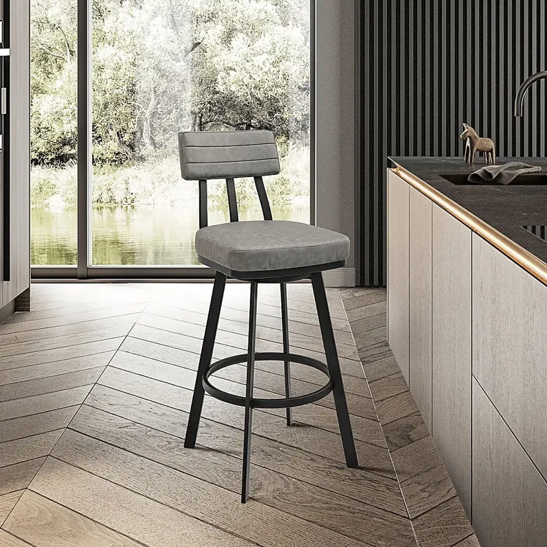 Densmores Gray Swivel Bar Stool