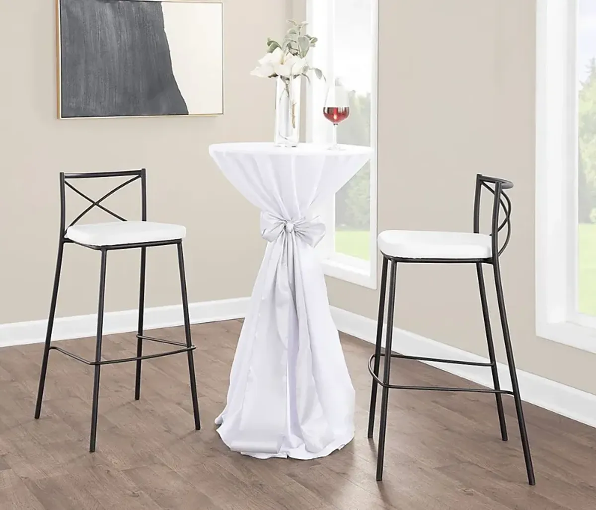 Prienwood White Barstool, Set of 2