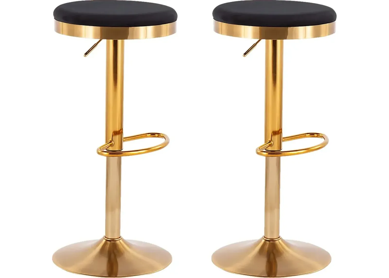 Foremere Black Velvet Swivel Barstool, Set of 2