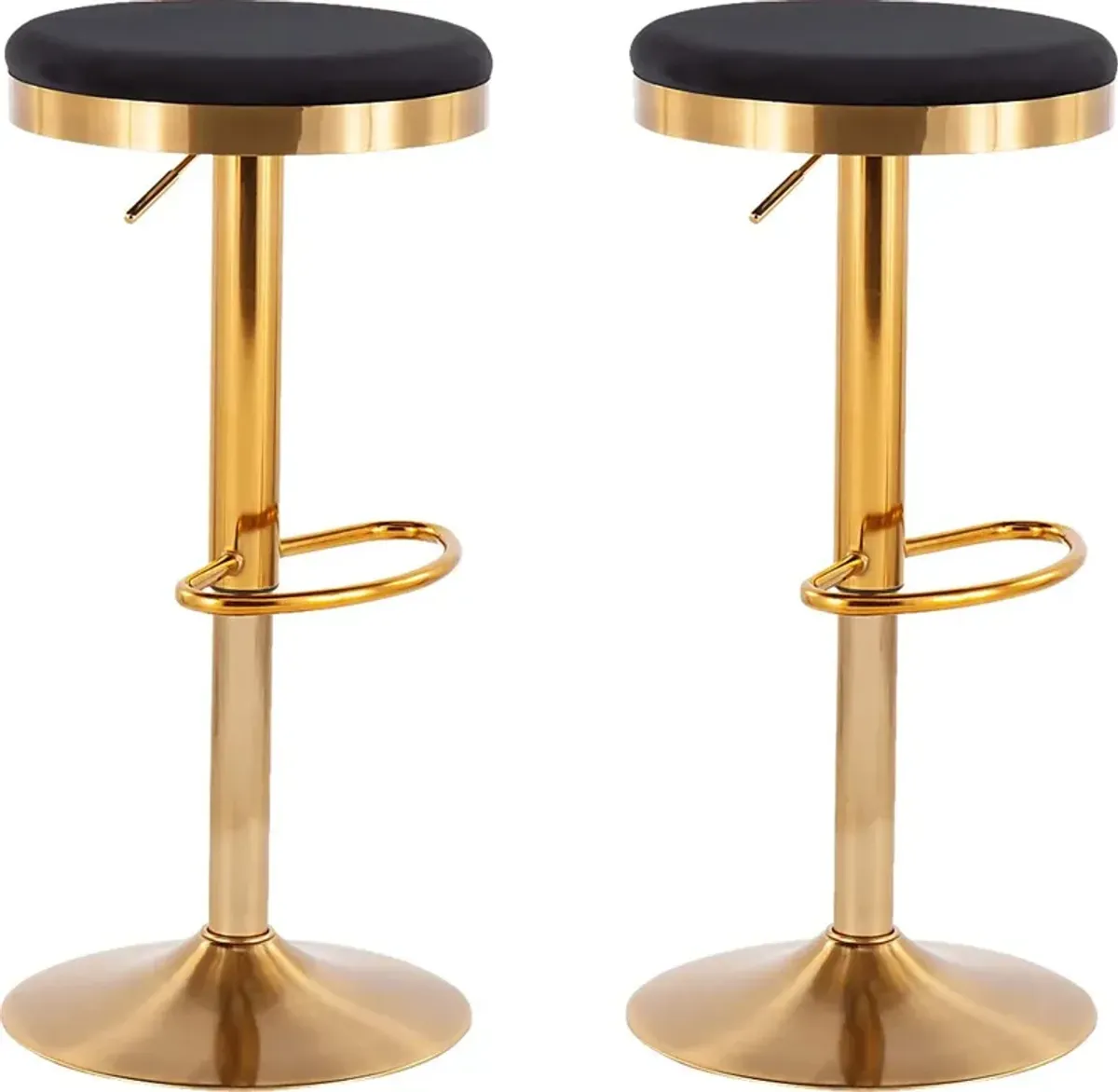 Foremere Black Velvet Swivel Barstool, Set of 2