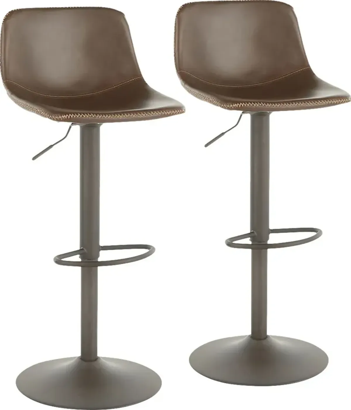 Dryades Brown Adjustable Barstool, Set of 2