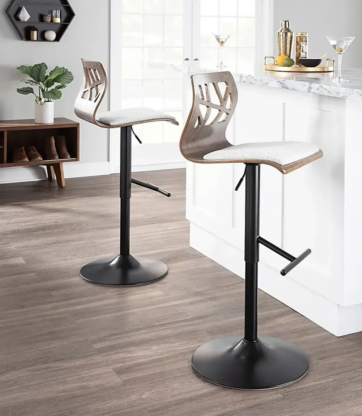 Tirrill Gray Adjustable Barstool, Set of 2