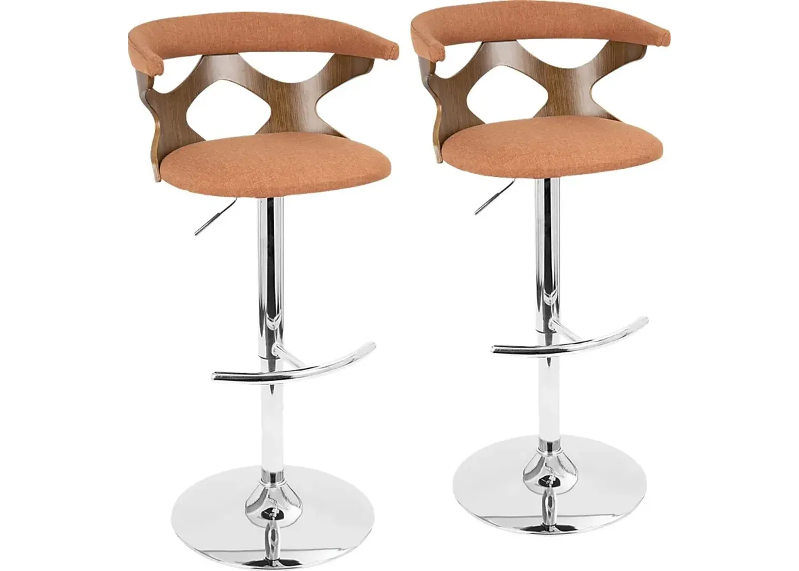 Teurville Orange Adjustable Barstool, Set of 2