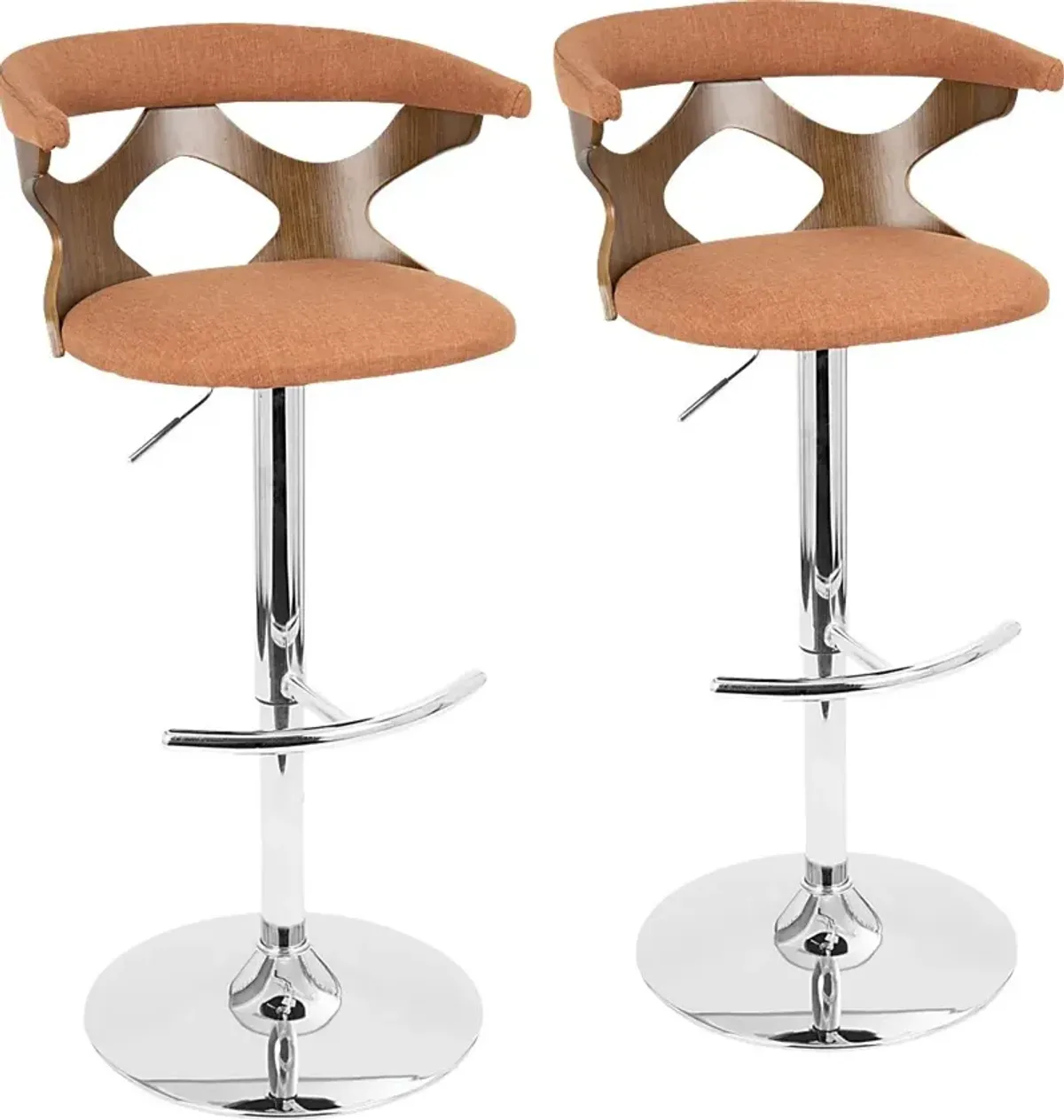 Teurville Orange Adjustable Barstool, Set of 2