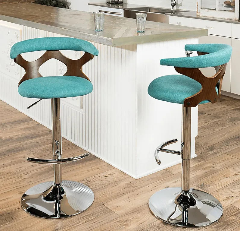 Teurville Teal Adjustable Barstool, Set of 2