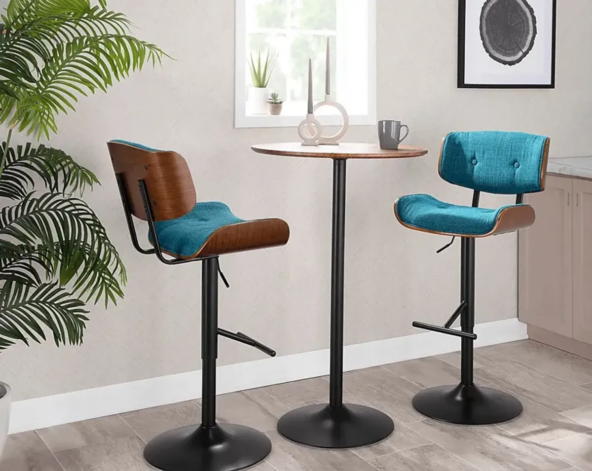 Tesshire Teal Adjustable Barstool, Set of 2