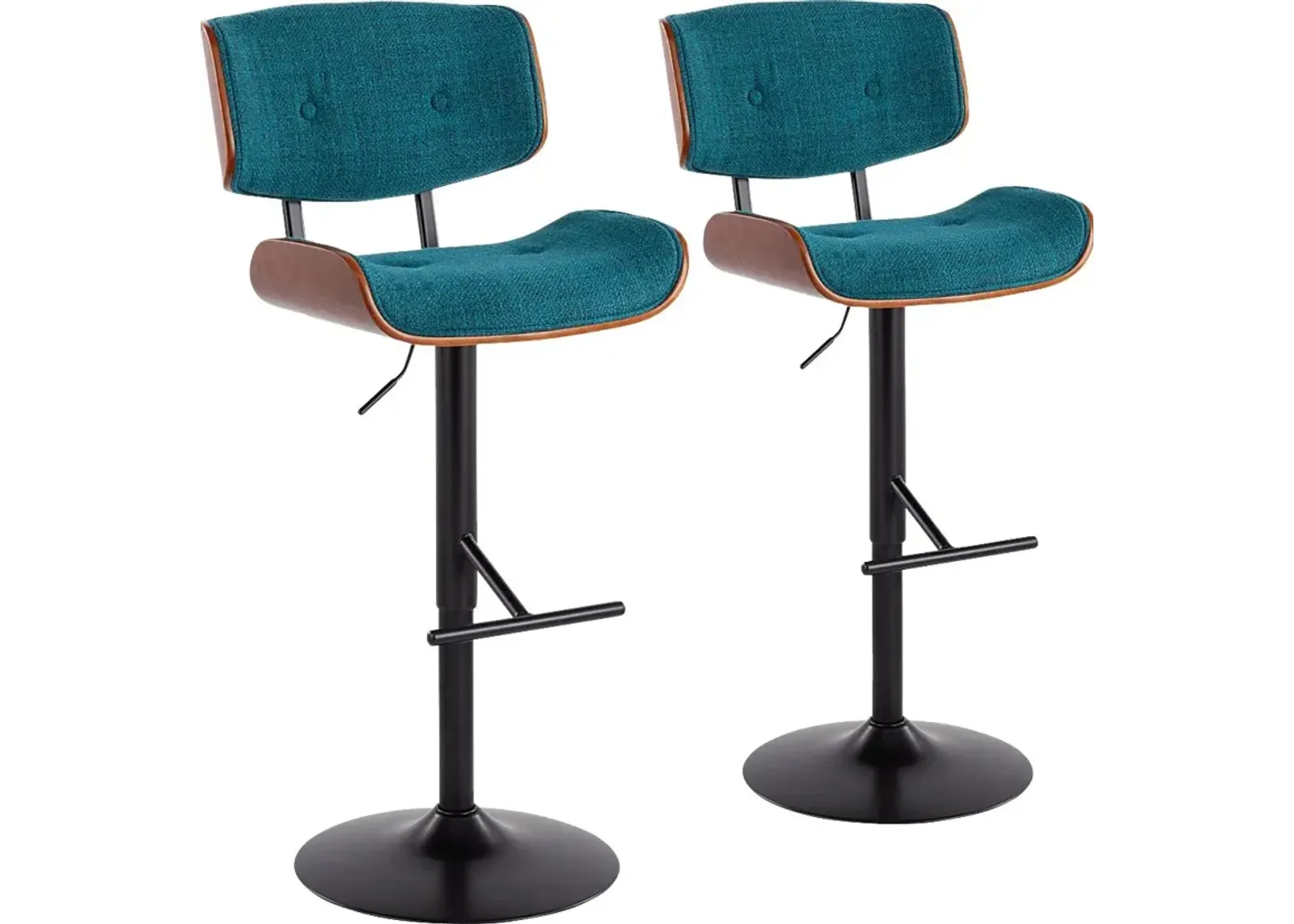 Tesshire Teal Adjustable Barstool, Set of 2