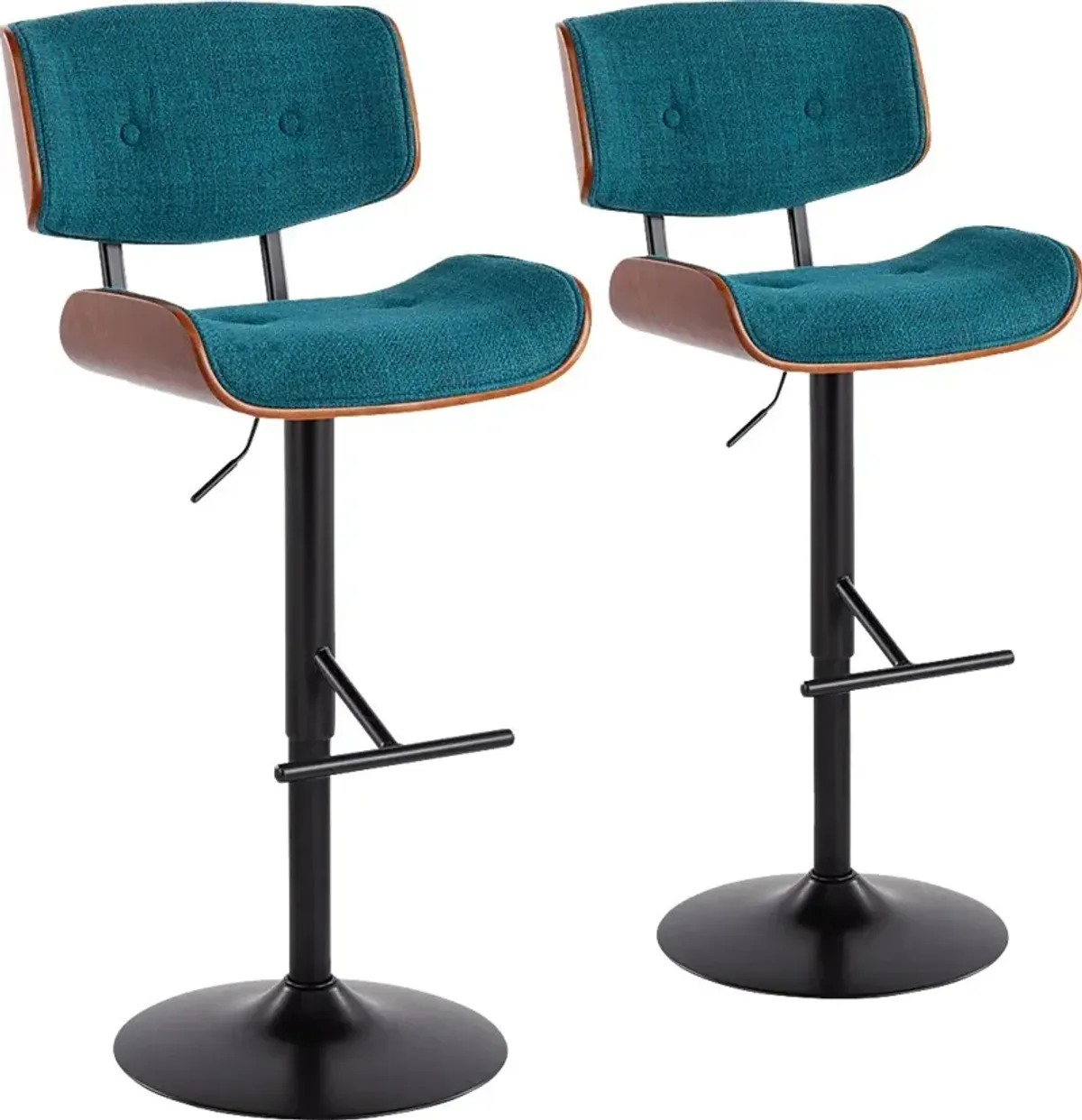 Tesshire Teal Adjustable Barstool, Set of 2