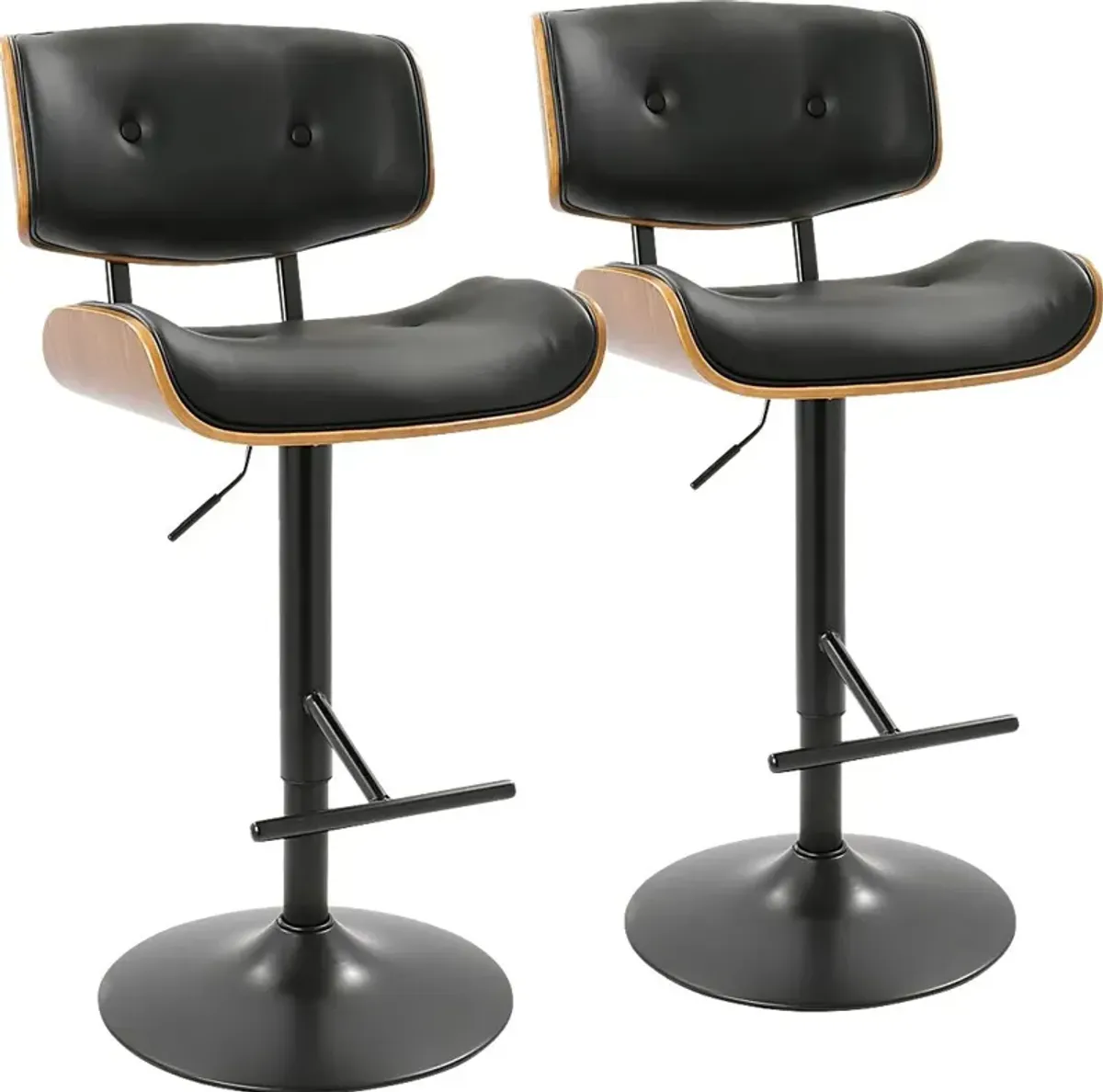 Tesshire Black Adjustable Barstool, Set of 2