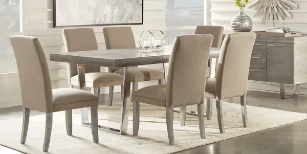 San Francisco Gray 6 Pc Dining Room with Brown Chairs
