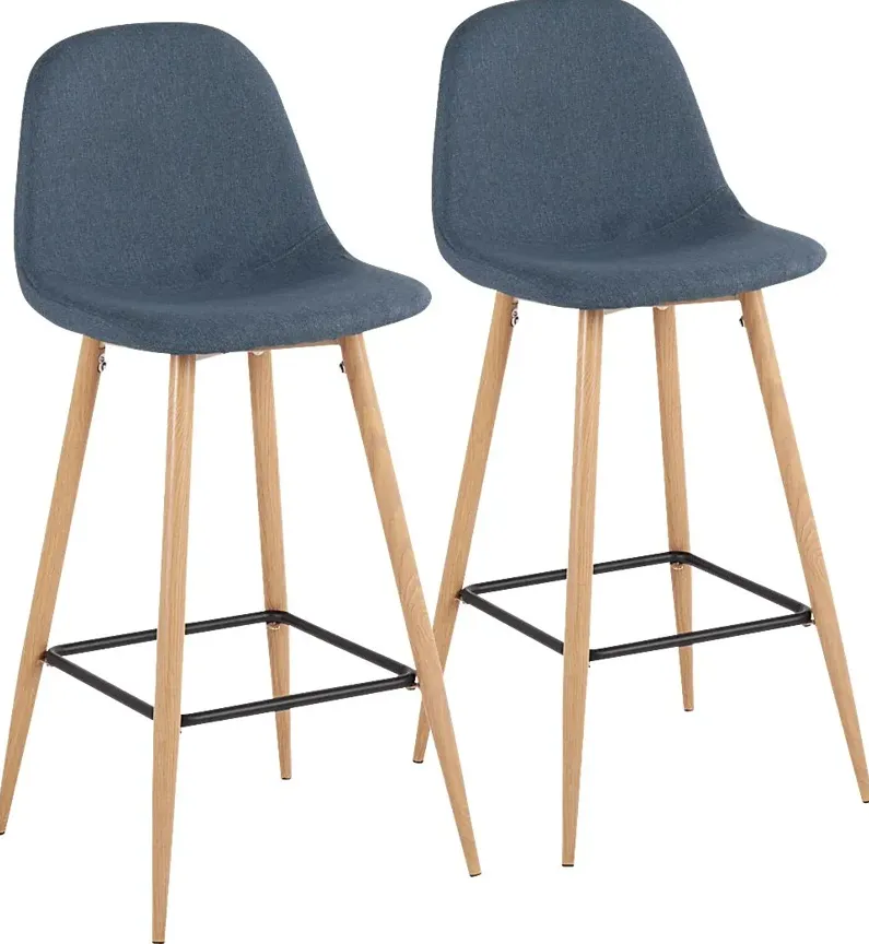 Faye Lane II Blue Barstools, Set of 2