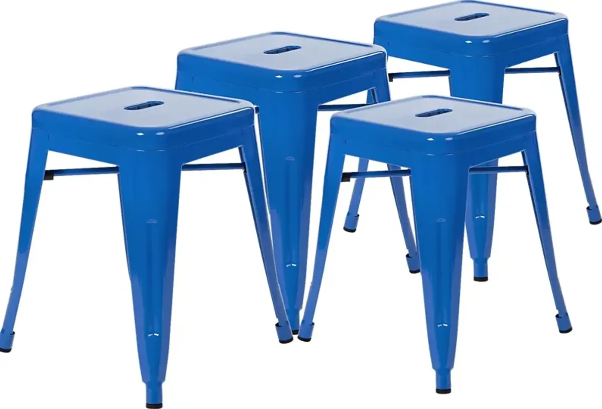 Pamelan Blue Dining Stool, Set of 4