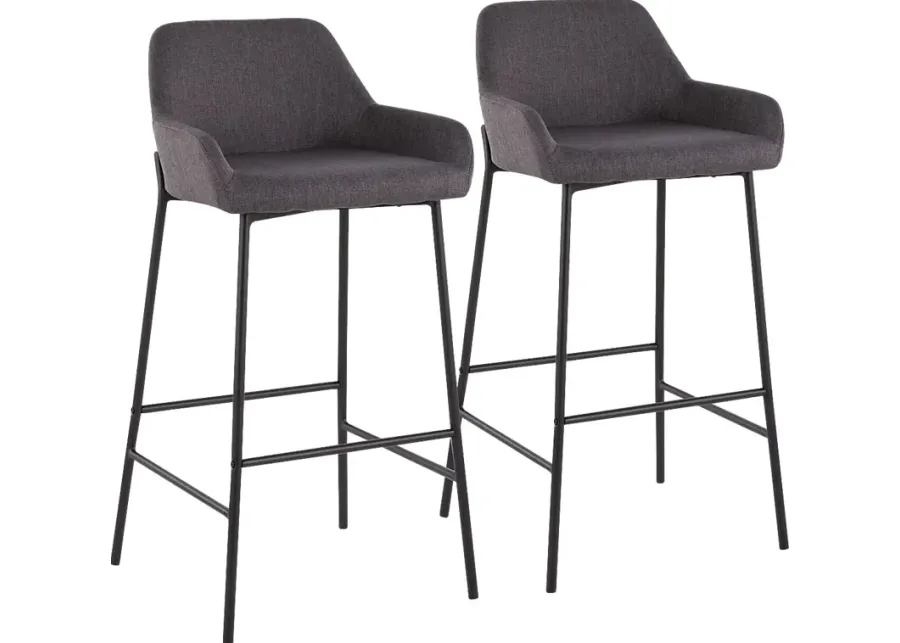 Rimcrest II Charcoal Barstool Set of 2