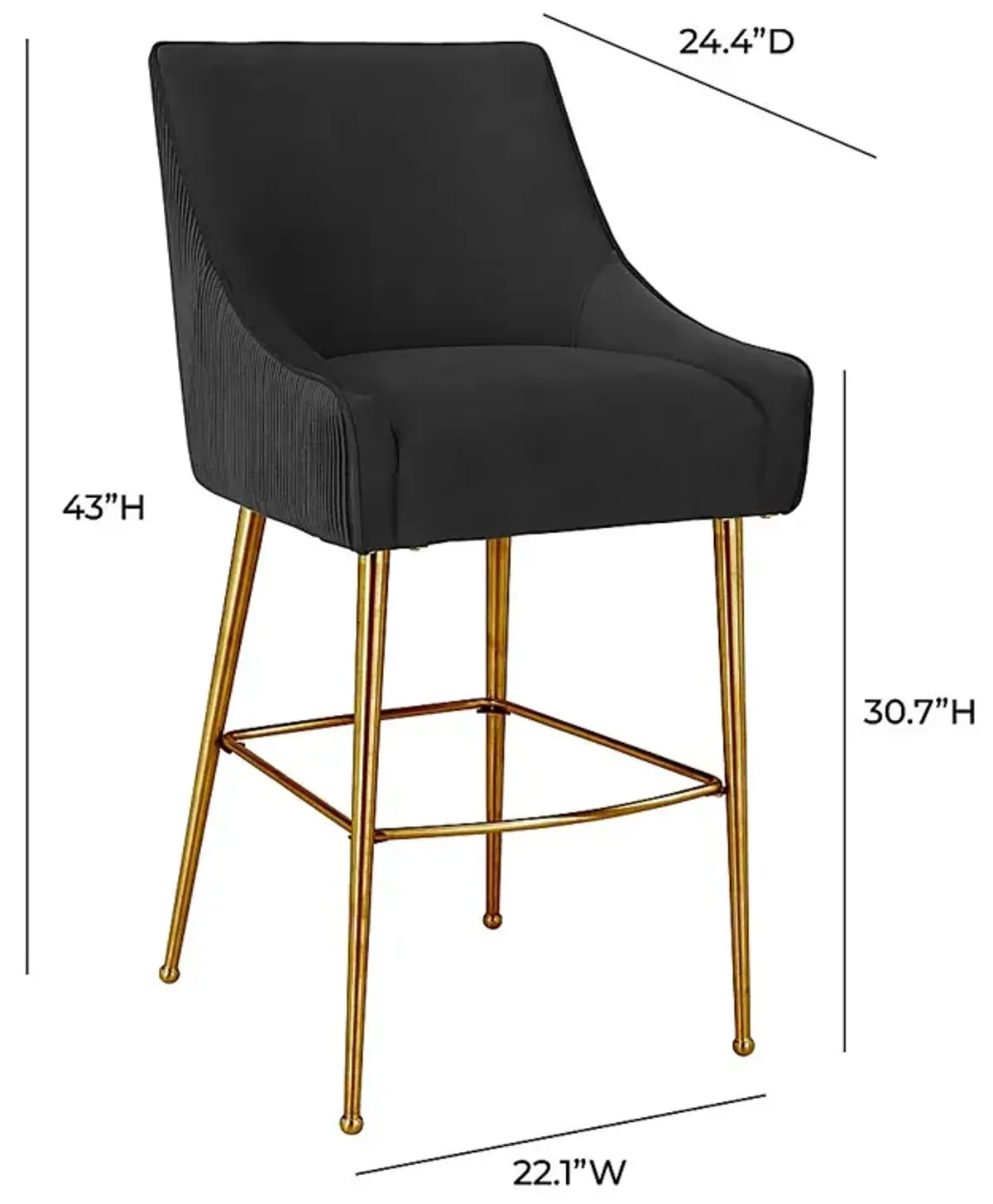 Beaulane I Black Barstool