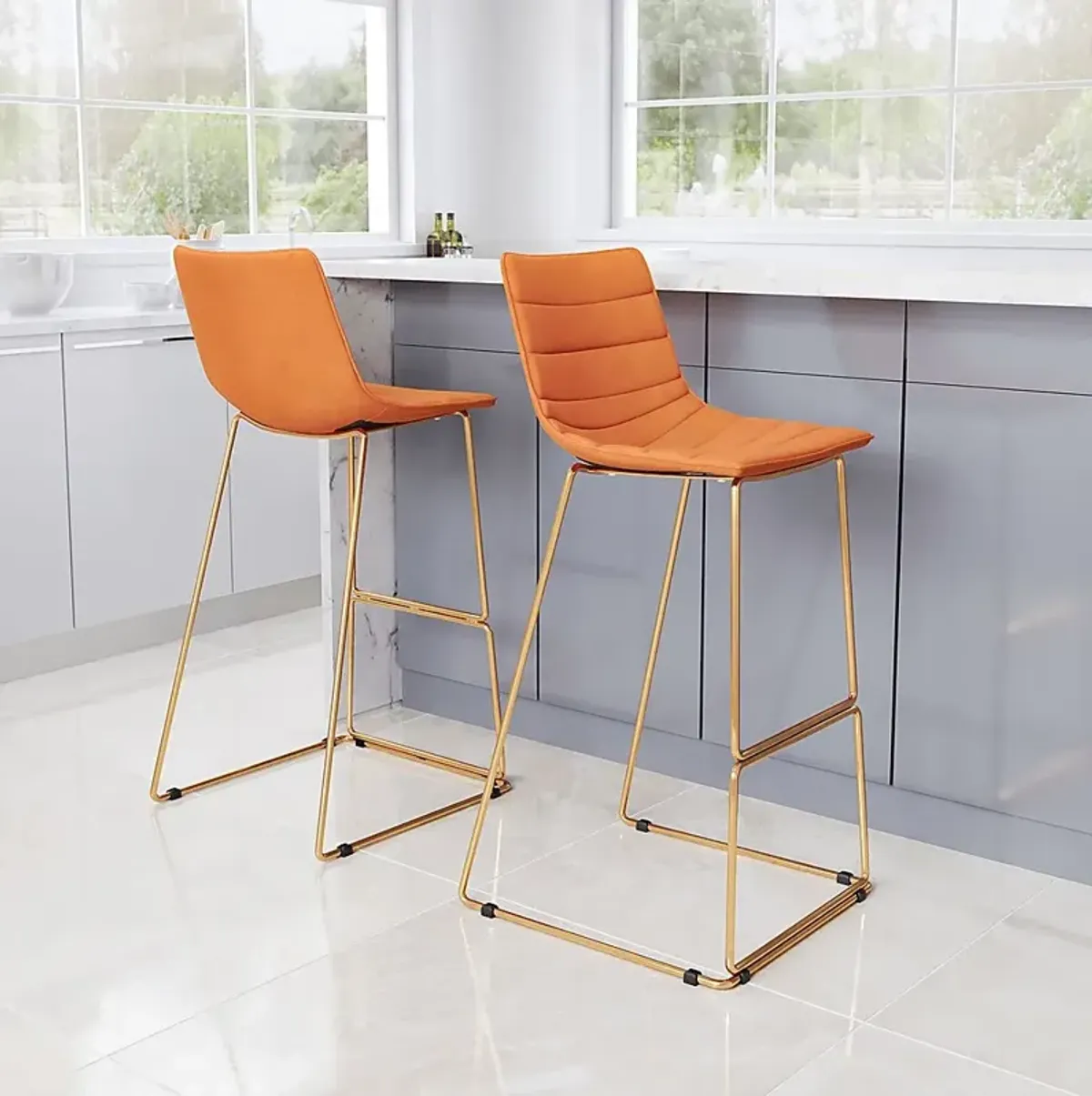 Carramore Orange Bar Height Stool, Set of 2