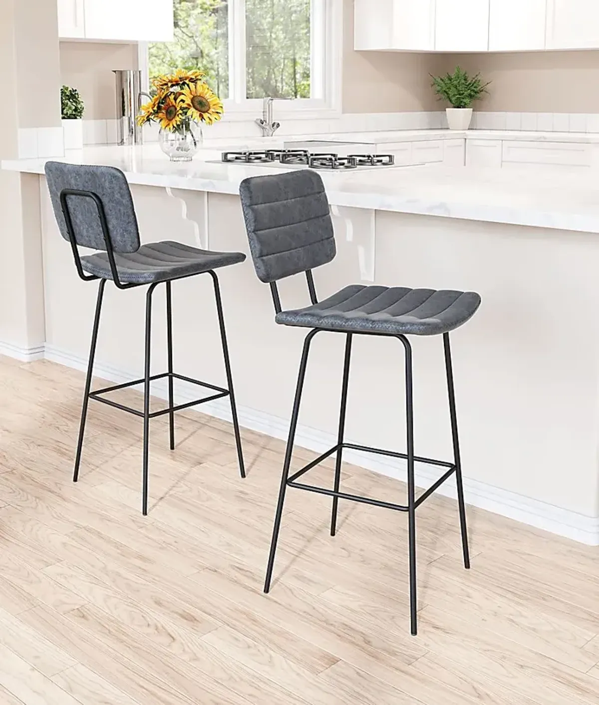 Carylynn Black Bar Height Stool, Set of 2