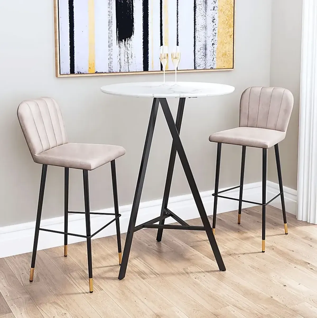 Cauldwell Gray Bar Height Stool, Set of 2