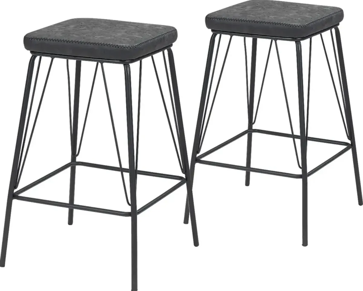 Chadron Black Bar Height Stool, Set of 2