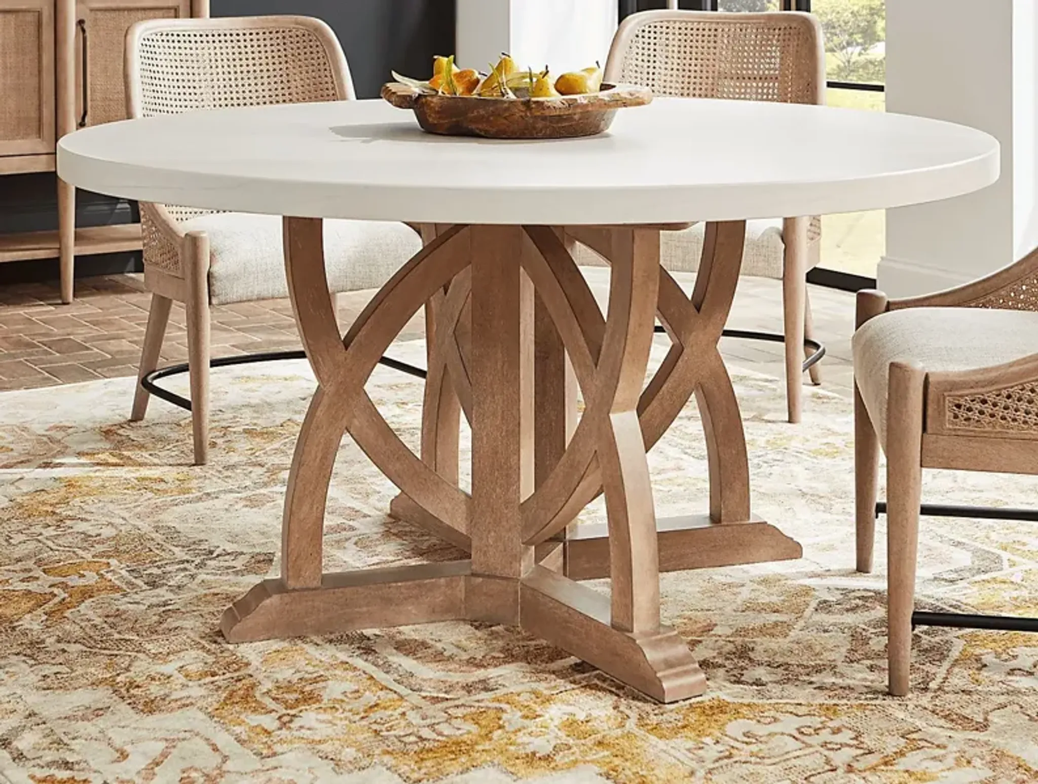 Oakwood Terrace Sand Round Dining Table | Furniture.com