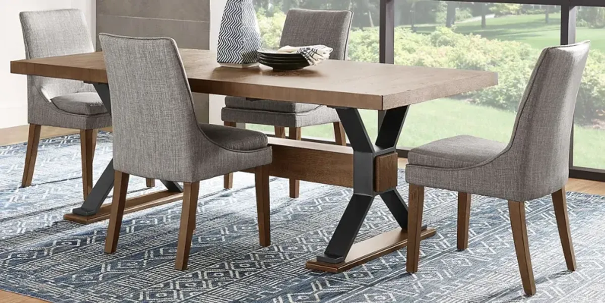 Hazelnut Woods Brown 6 Pc Dining Room with Upholstered Chairs