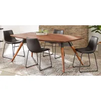 Bergen Boulevard Walnut 5 Pc Dining Room with Gray Chairs