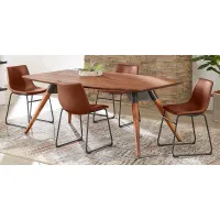 Bergen Boulevard Walnut 5 Pc Dining Room with Brown Chairs