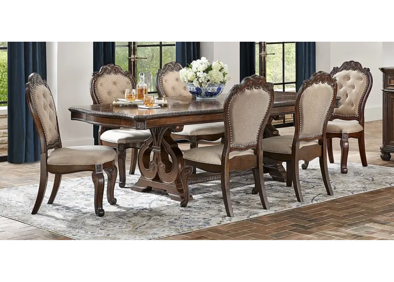 Stalton Estate Brown 5 Pc Dining Room with Upholstered Chairs