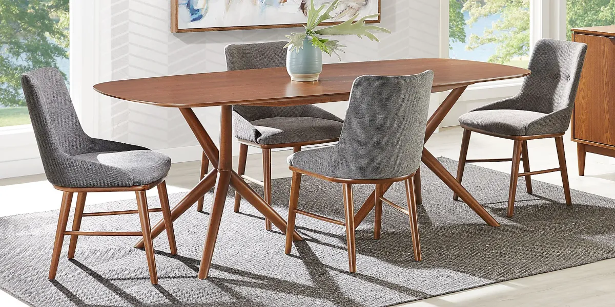 Millbrook Point Walnut 5 Pc Dining Room with Gray Chairs