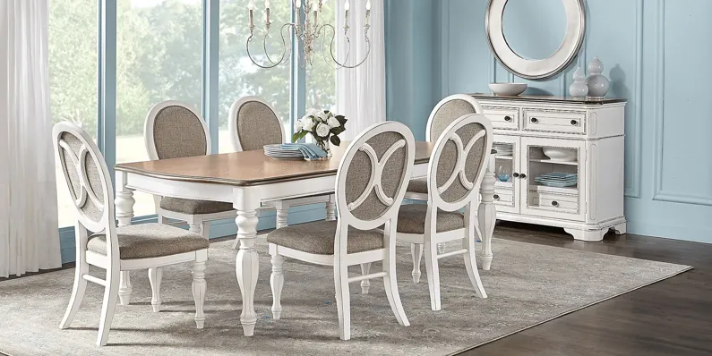 French Market White 5 Pc Rectangle Dining Room with Oval Chairs