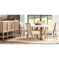Oakwood Terrace Sand 5 Pc Round Dining Room with Upholstered Chairs