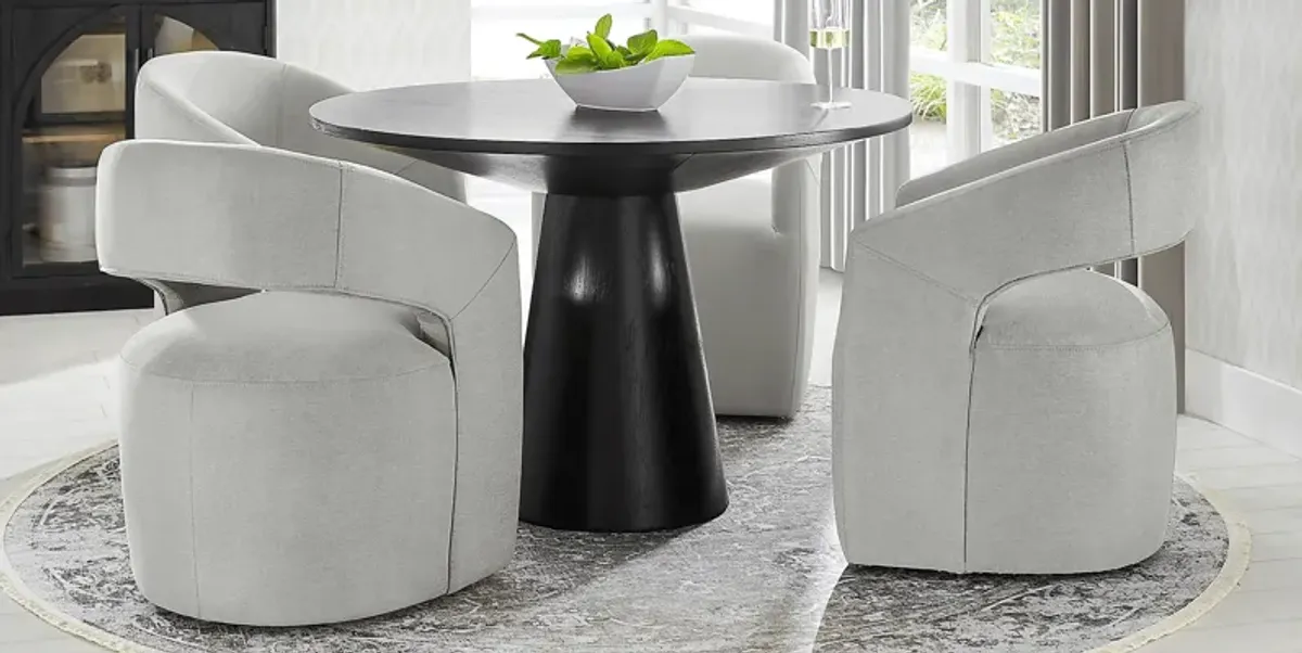 Kendall Black 5 Pc 48" Round Dining Room with Gray Cascade Park Arm Chairs